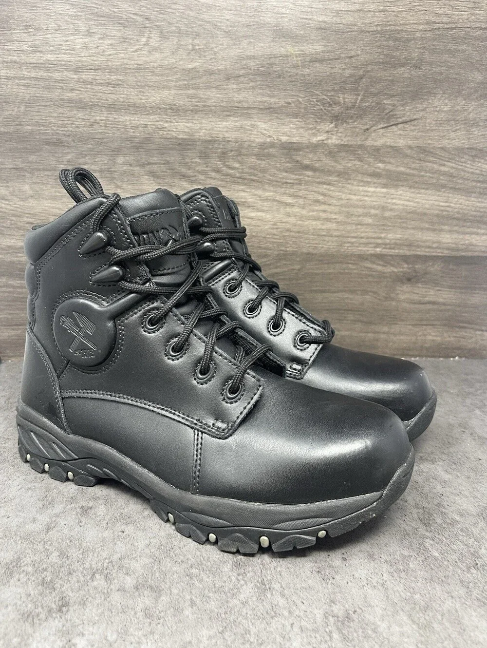 Iron Age Men’s Black Steel Toe EH SR Leather Work Boots Size 7.5 Tactical Safety